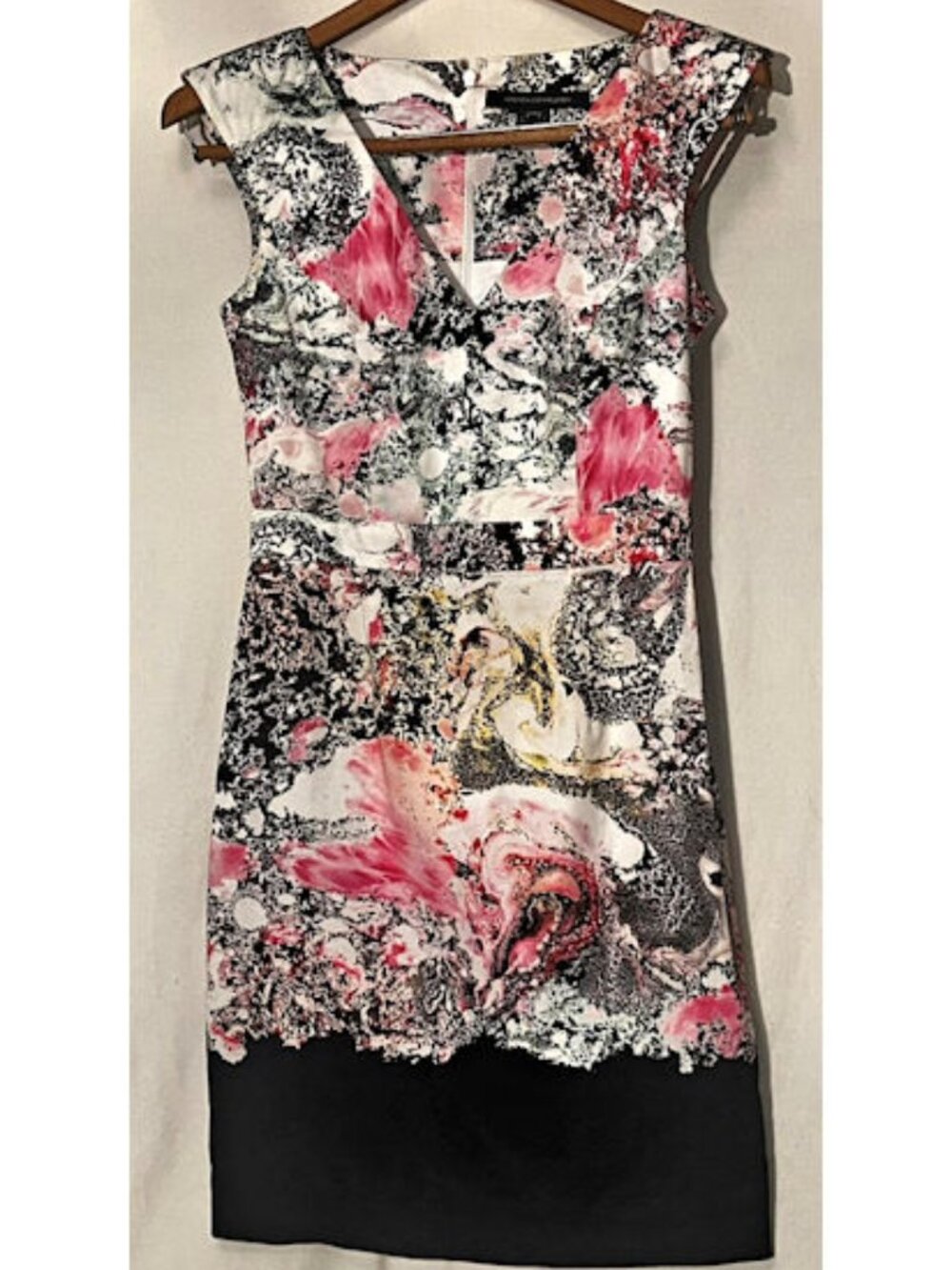 French Connection Pink and Black Fitted Dress, Size 0